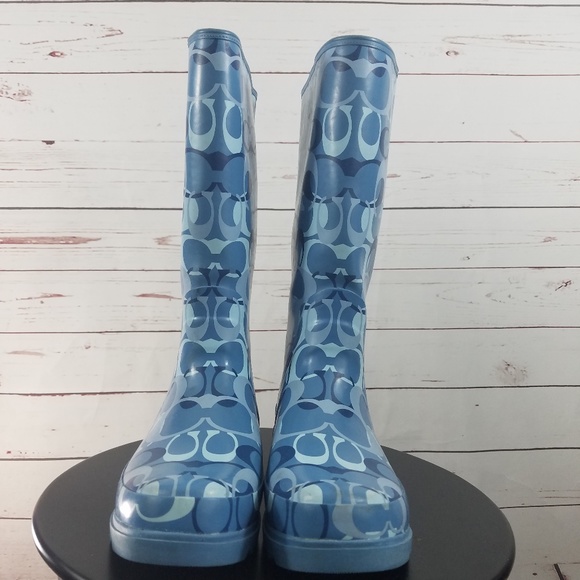 Coach Shoes - COACH BLUE PAISLEY Monogram Rubber RAIN BOOTS